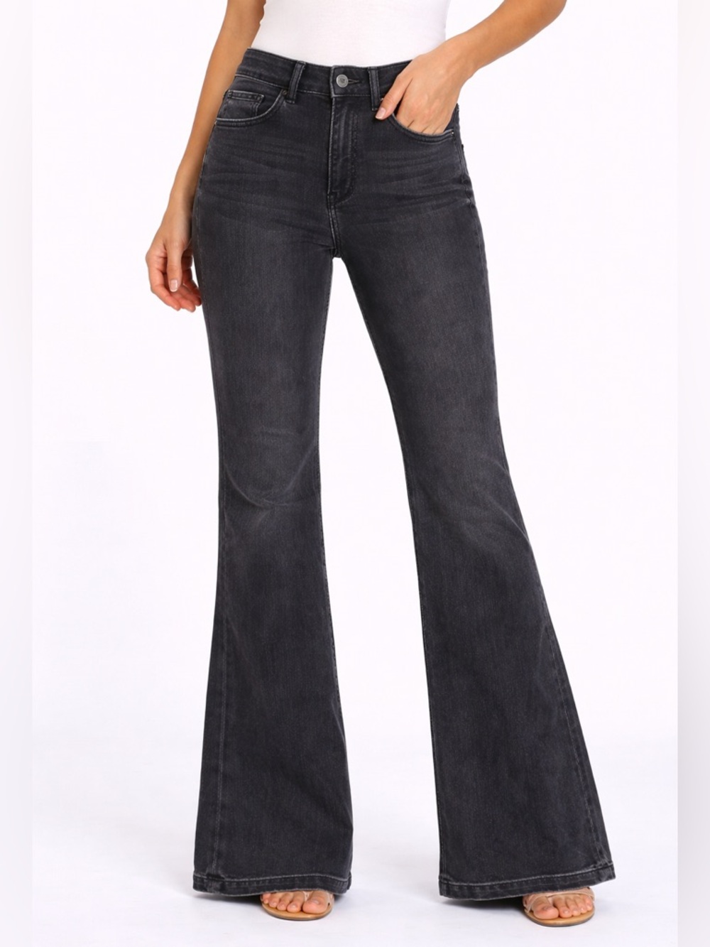 Express Women's High-Rise Black Flare Jeans